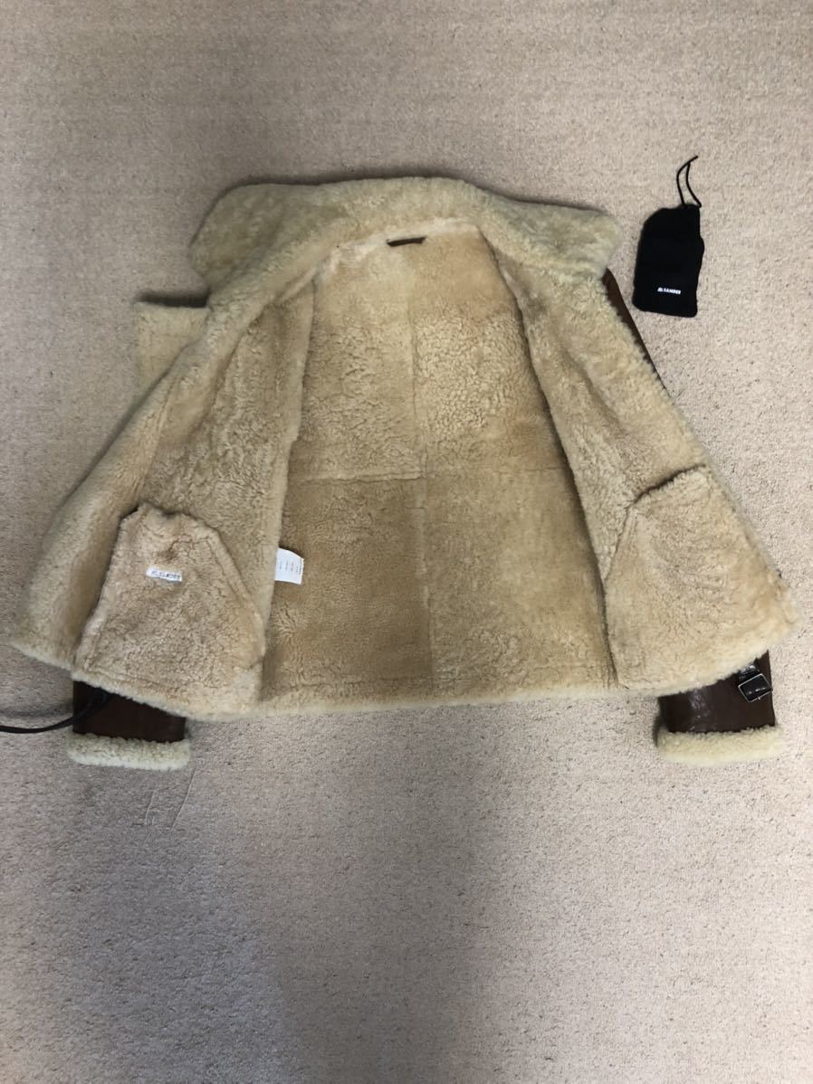 ジルサンダー JIL SANDER ブラウン レザージャケット ムートン