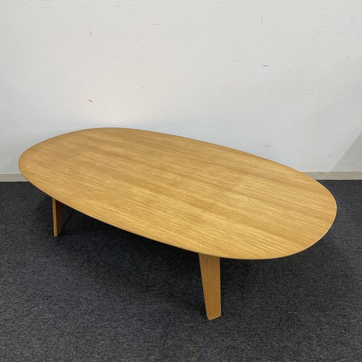 無印良品 ちゃぶ台 昭和レトロ リビングテーブル 天然木合板タモ材 