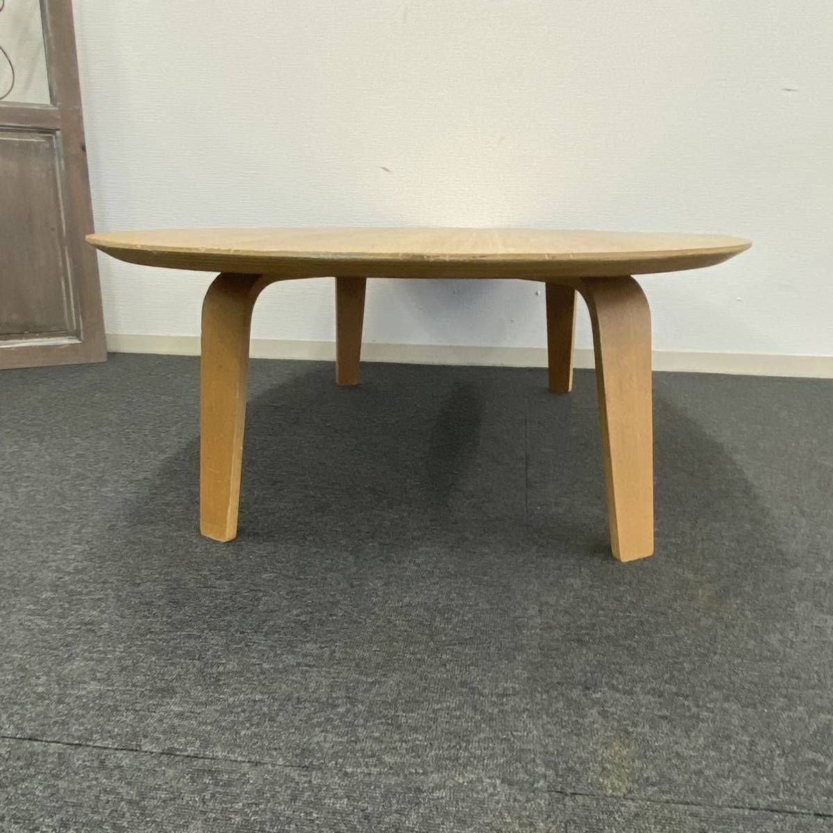 無印良品 ちゃぶ台 昭和レトロ リビングテーブル 天然木合板タモ材