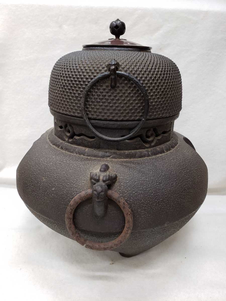 ☆鉄鬼面風炉釜 あられ 茶釜 茶道具 鉄釜（NW12-33）(釜)｜売買された 