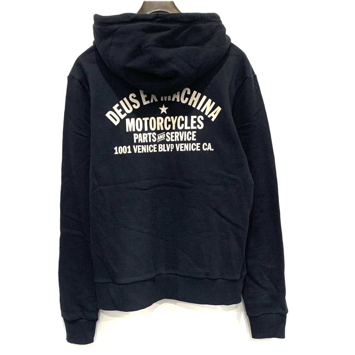 DEUS EX MACHINA 両面プリント 裏起毛 ジップアップ パーカー 