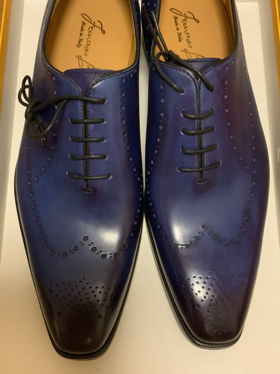 FRANCESCO BENIGNO(フランチェスコ ベニーニョ) サイズ7(25.5～26cm相当) ネイビー・ブルー グラデーション イタリア靴 パティーヌ(手染め)