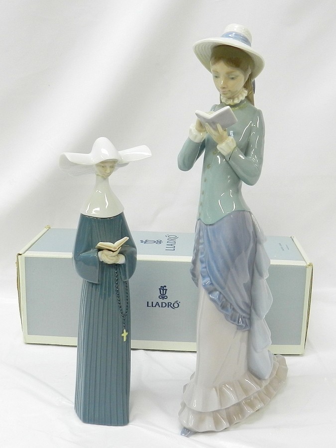 1円スタート フィギュリン 2点 LLADRO リヤドロ 読書する貴婦人 女性