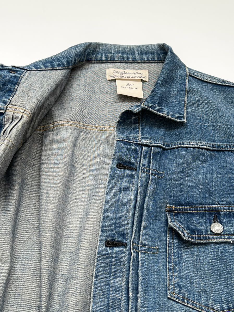 T*M様 REMI RELIEF ファースト針刺し袖レザーデニムジャケット《 S 美品☆REMI RELIEF 1st 506XX TYPE デニムジャケット レミレリーフ