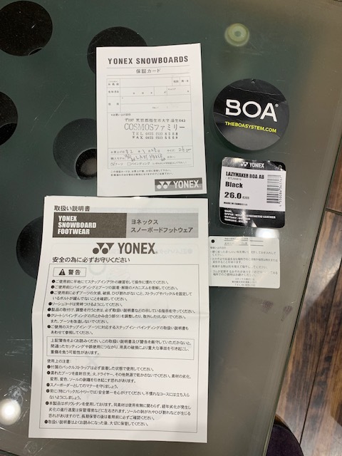 ヨネックス LAZYMAKER BOA AB BLACK 26㎝ 19/20 YONEX SNOWBOARDS 超美 