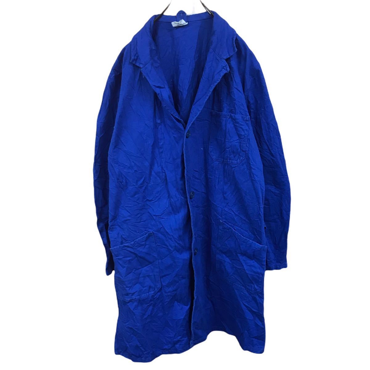 YJ1542 nn ユーロワークコート ジャケット コットン ブルー 青 ロング 