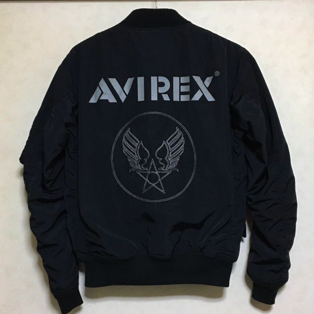 最安値，限定SALE AVIREX/MA-1/フライトジャケット/アヴィレックス/ブラック/サイズM/コマーシャルロゴ/刺繍/リフレクター/上野商会/バックロゴ/カスタム(Mサイズ)｜売買されたオークション情報、yahooの商品情報 男性用