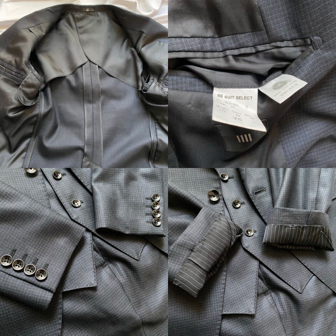 Suit Select スーツセレクト 2つボタン シングル Y5 M グレー チェック 背抜き ノータック 細身 Mサイズ 売買されたオークション情報 Yahooの商品情報をアーカイブ公開 オークファン Aucfan Com