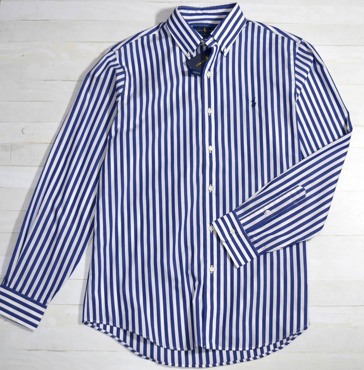 【高品質，限定SALE】 US：M 本物/正規品 US規格 コットンストライプ ボタンダウンシャツ Multi ブルー ホワイト ポロ ラルフローレン ポニー刺繍(Mサイズ)｜売買されたオークション情報、yahooの商品情報をアーカイ 男性用