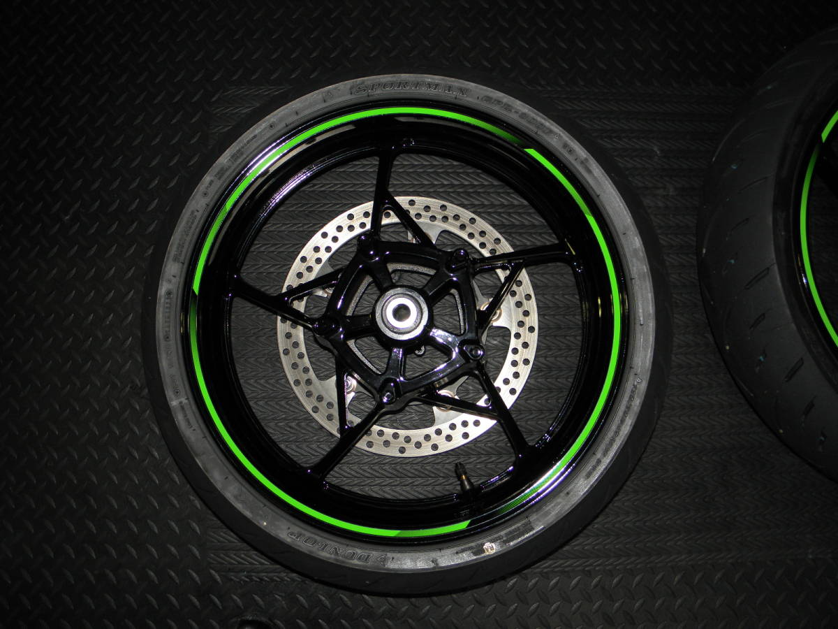 カーボンホイール 700c50mm前後セット【スプロケ.ローター.タイヤ付き 019 カワサキZX25R 前後タイヤホイールセット（ローター，スプロケット