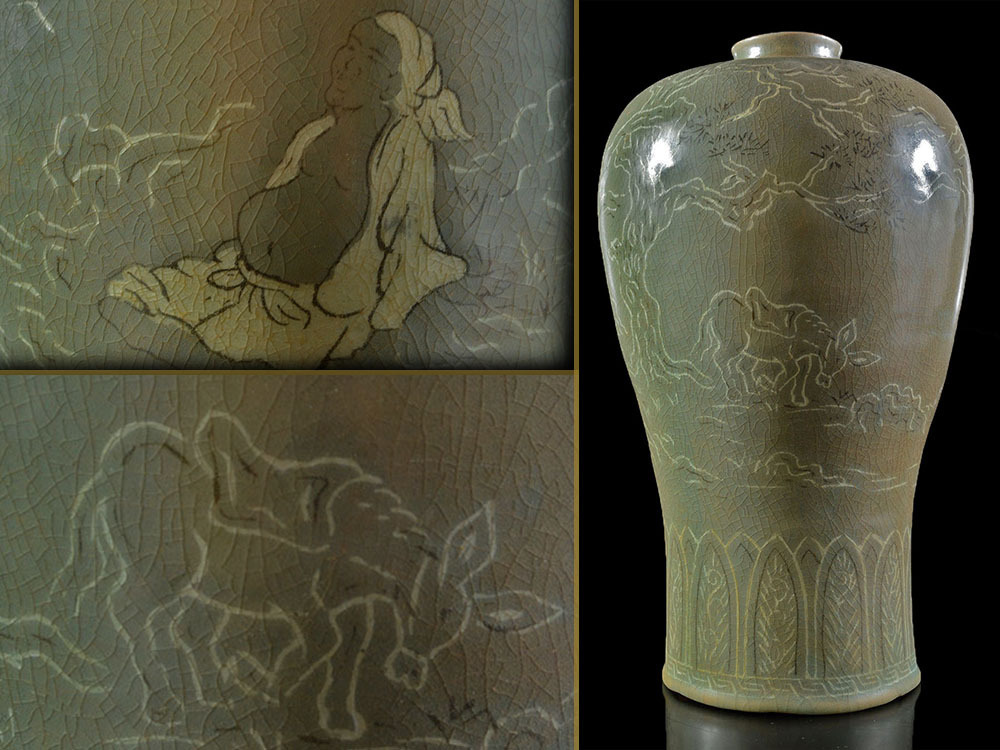 中国 中国美術 粉彩 景徳鎮製 粉砕花瓶 高37.3cm HD661 流中国美術