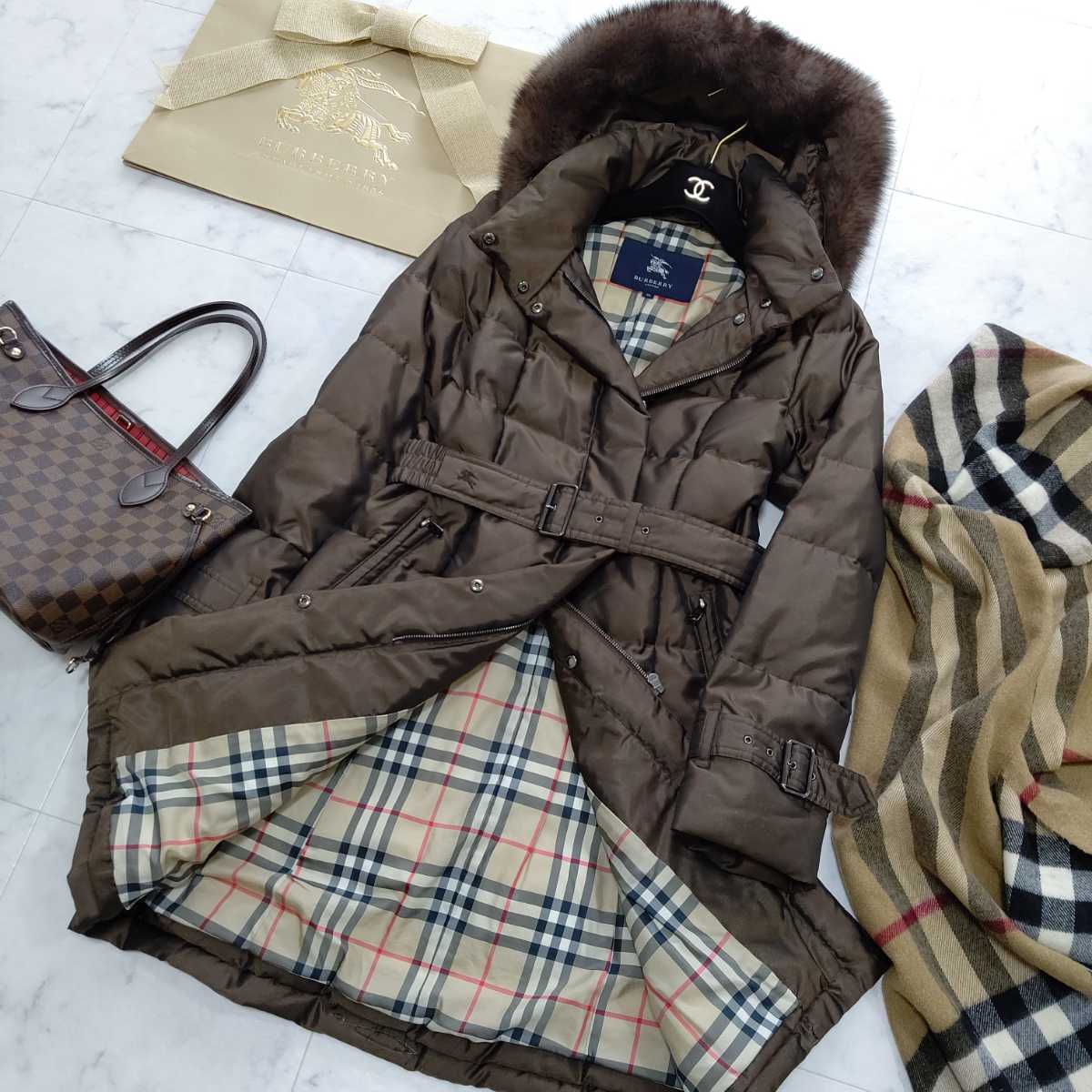 BURBERRY バーバリーロンドン ダウンコート ベルト付き ノバチェック