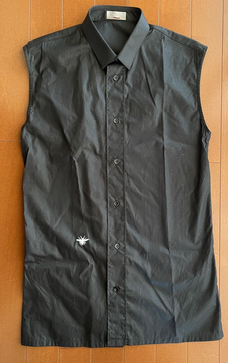 【即決】定価9万 希少 strip期 ディオールオム 04SS BEEノースリーブシャツ 黒 38 Dior Homme エディ時期