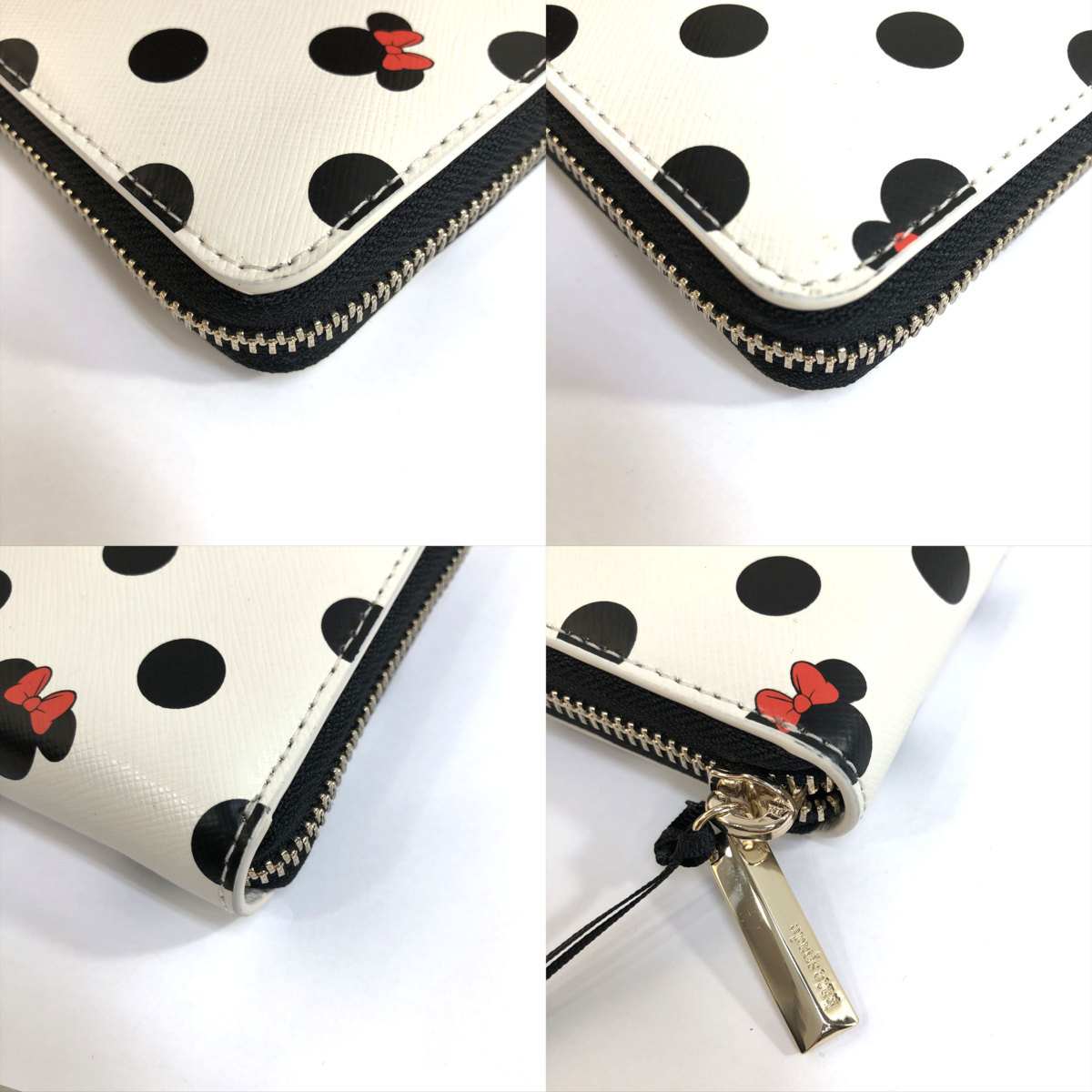 美品 ケイトスペード ディズニー コラボ ラウンドファスナー 長財布 白 