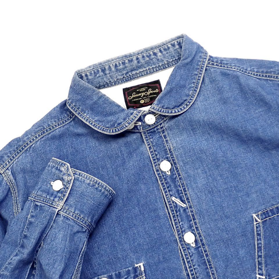 Sunny Sports サニースポーツ ラウンドカラー ダンガリーシャツ メンズm インディゴ コットン100 長袖 丸襟 Mサイズ 売買されたオークション情報 Yahooの商品情報をアーカイブ公開 オークファン Aucfan Com