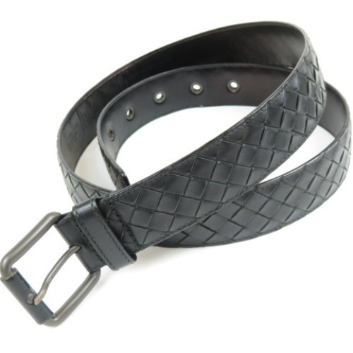 53260★1円スタート★BOTTEGAVENETA ボッテガヴェネタ 極美品　イントレチャート ベルト カーフ ブラック メンズ