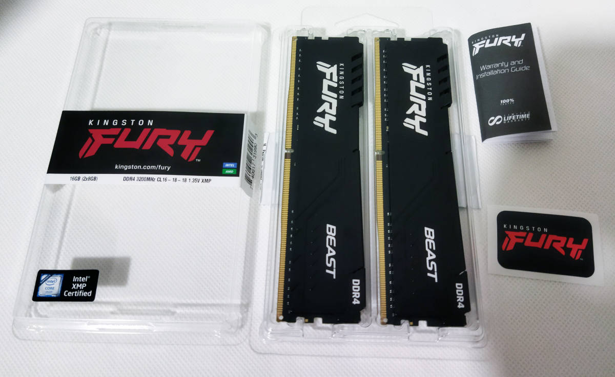 お買い得，定番 キングストン Kingston FURY デスクトップ PC用メモリ DDR4 3200MHz 8GBx2枚 合計16GB Beast ビースト CL16 KF432C16BBK2/16(その他)｜売買されたオークション情報、yahooの商品情報をアーカイブ公開 - オークフ DIMM