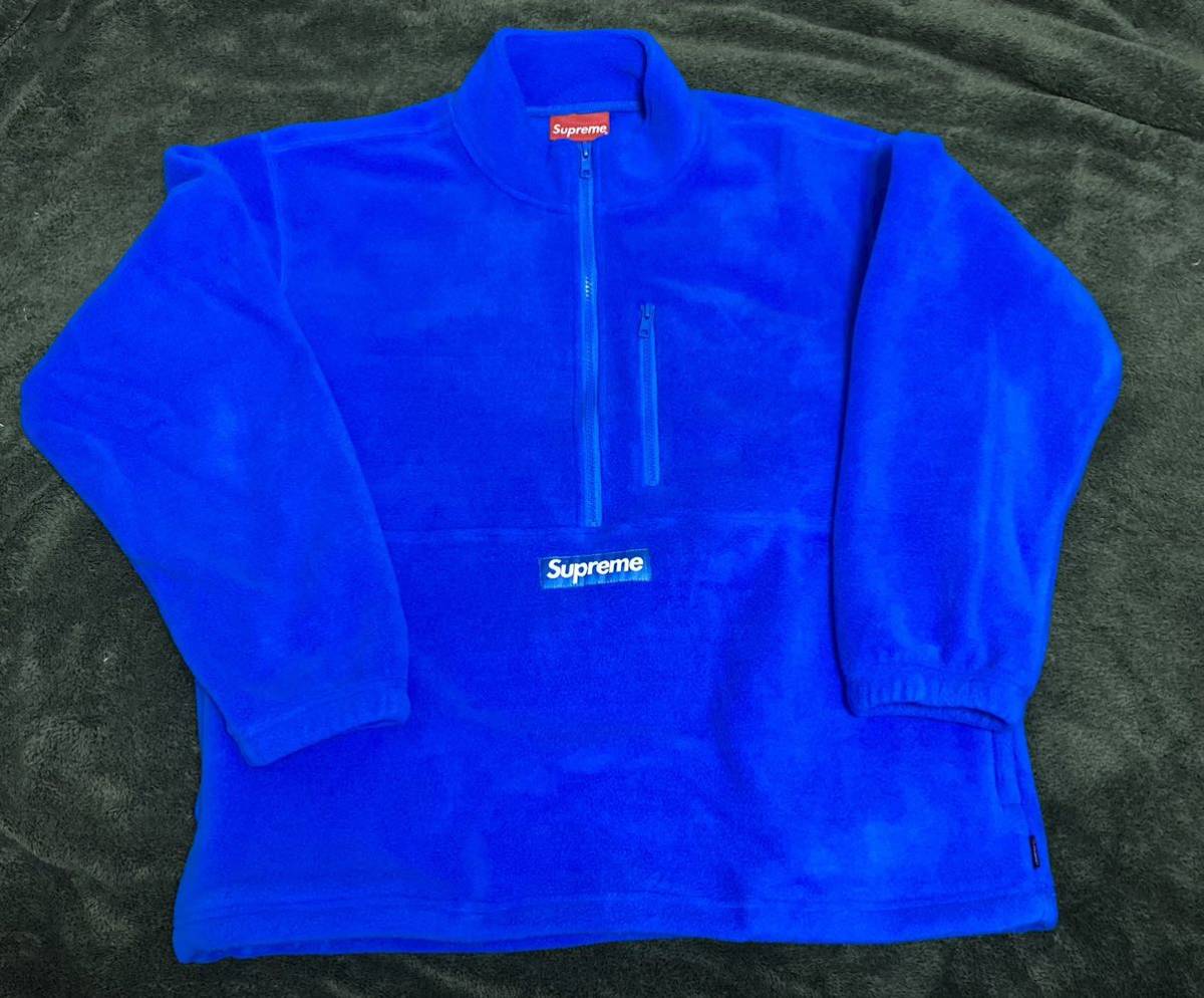 Supreme 美中古 Polartec Half Zip Pullover Mサイズ ブルー ポーラ 