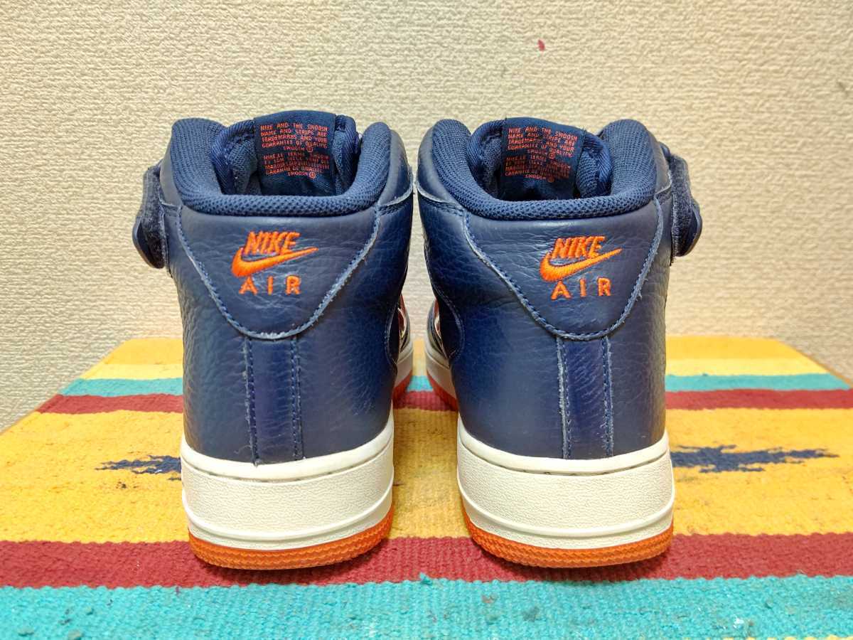 12年製！☆美品！ エア フォース 1 mid NYC jewel 紺хオレンジ 都市 