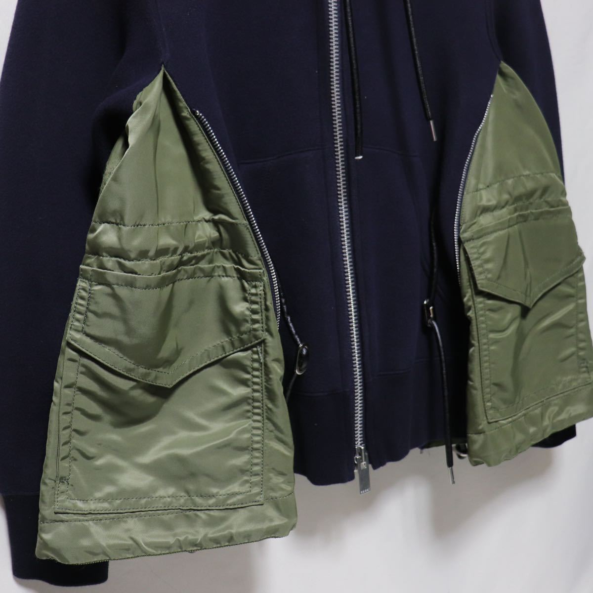 希少【sacai】spongy sweat hoodie/MA-1 ドッキング/再構築/サイド 