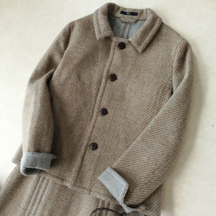 美品》45R ウールニットジャケット 羽織り ネイビー size3