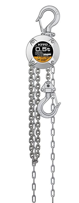 HOT，新品 送料　無料　キトー チェーン　ブロック　CX形 500kg x 2.5m CX005　kito　ガッチャ　ホイスト クレーン 玉掛け レバー