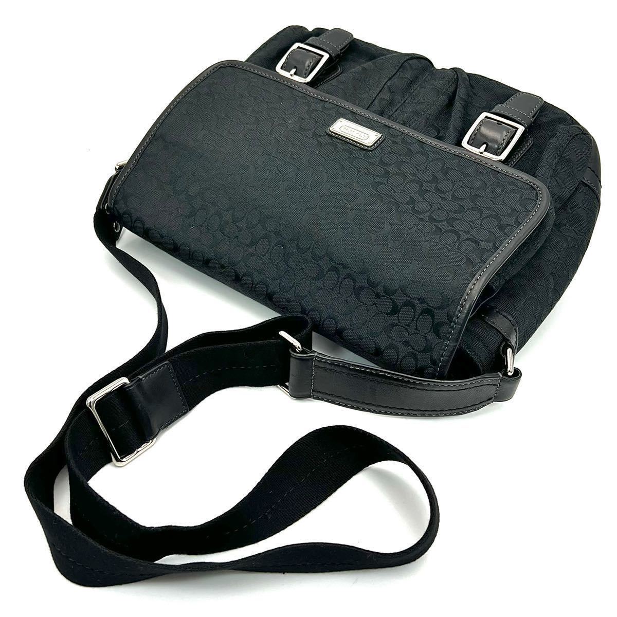 1円 COACH コーチ F70283 メッセンジャーバッグ ミニシグネチャー 斜め 