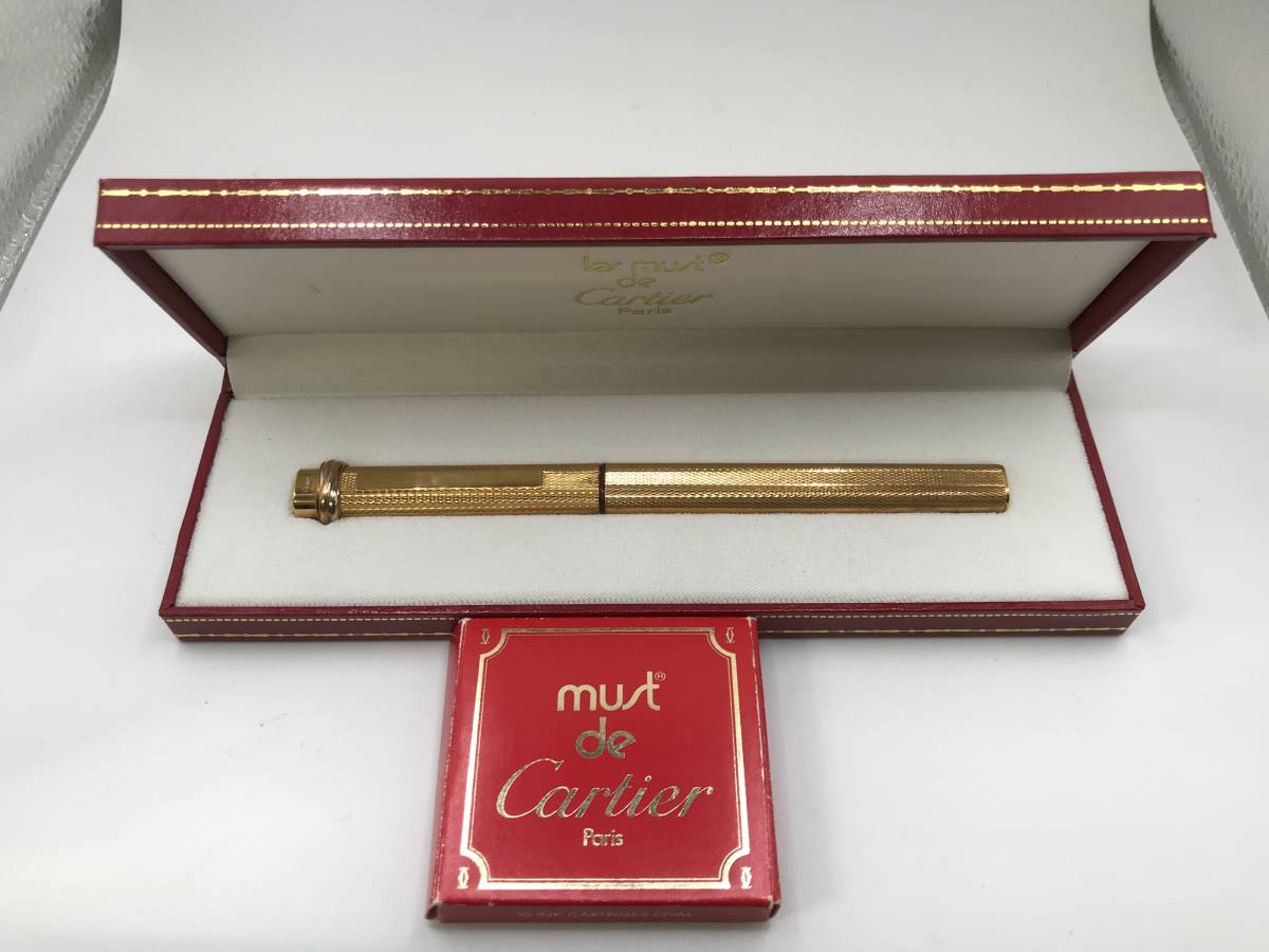 ☆Cartier カルティエ ゴールドカラー万年筆 & 替インク9個+ケース付き