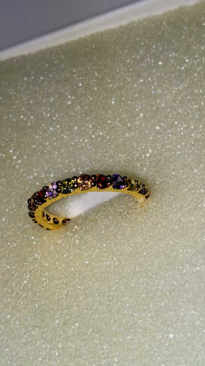 新品７色7石アミュレットリングジルコニア11号