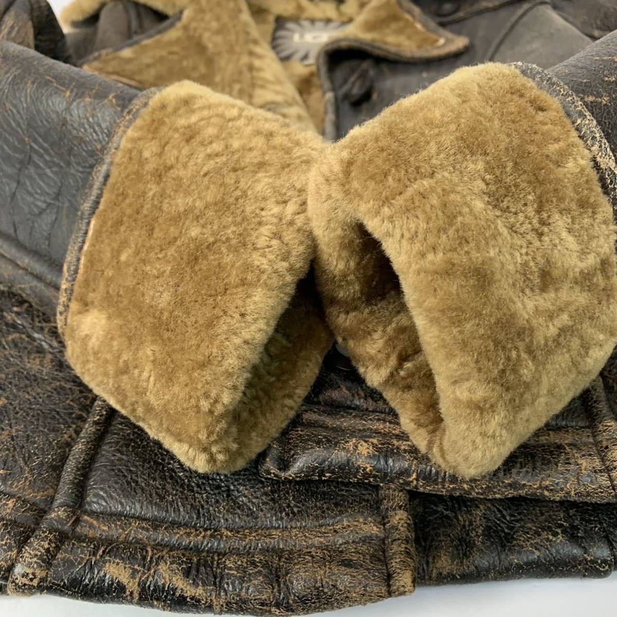 UGG アグ ムートンジャケット レザージャケット ラムスキン 羊革 S 