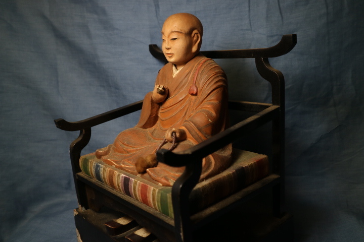 木彫 空海 坐像 検仏教美術仏像弘法大師真言密教高僧珍品希少骨董オブジェ