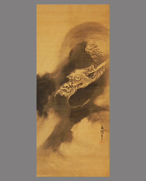 真作】□狩野安信□雲龍図□中橋狩野家の祖□肉筆□掛軸□掛け軸□日本
