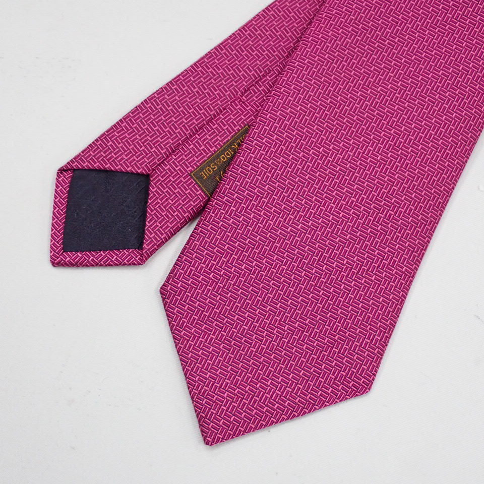 ○美品 HERMES/エルメス MADISON シルクネクタイ マゼンタ/総柄 