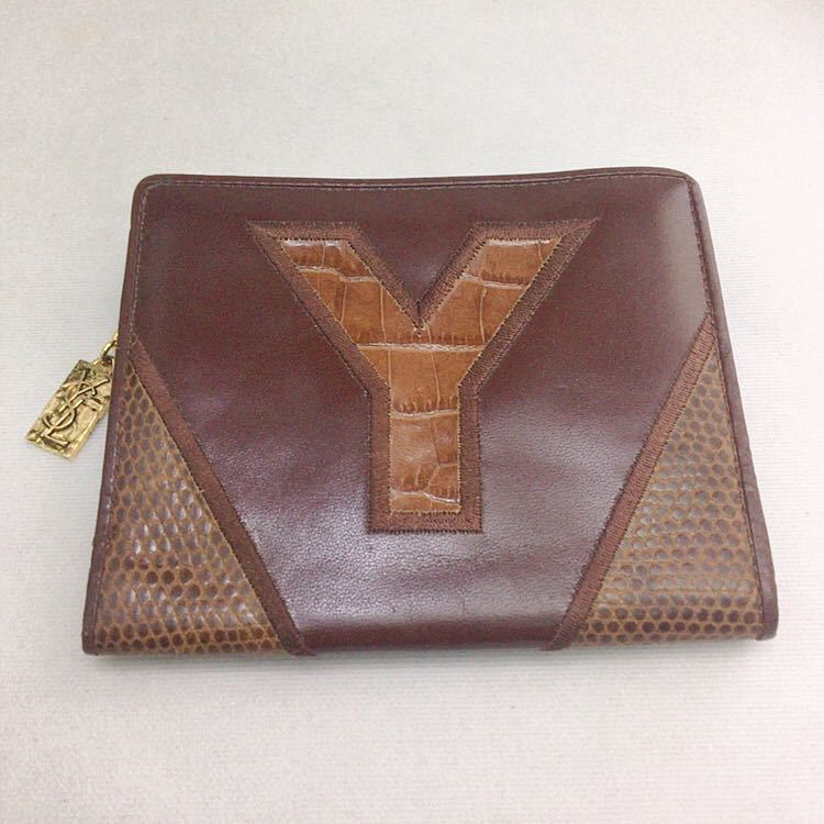 ヴィンテージ】イヴサンローラン YSL / クロコ＆リザード 型押し