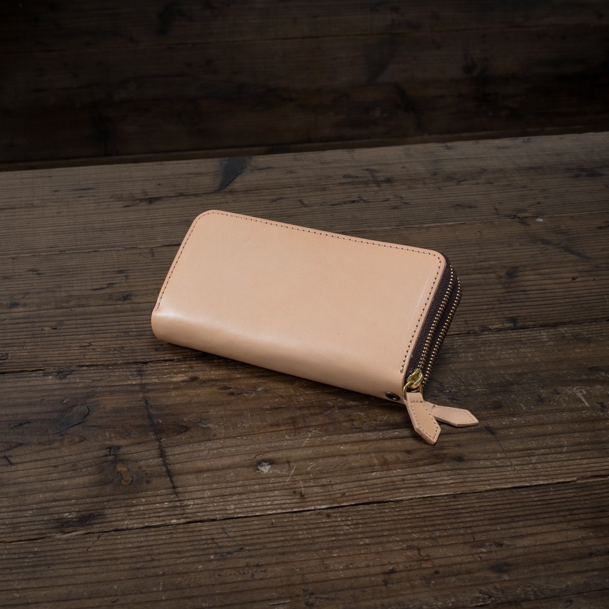 ナチュラル イタリアンレザー メンズ 長財布 ダブルファスナー ダブル  