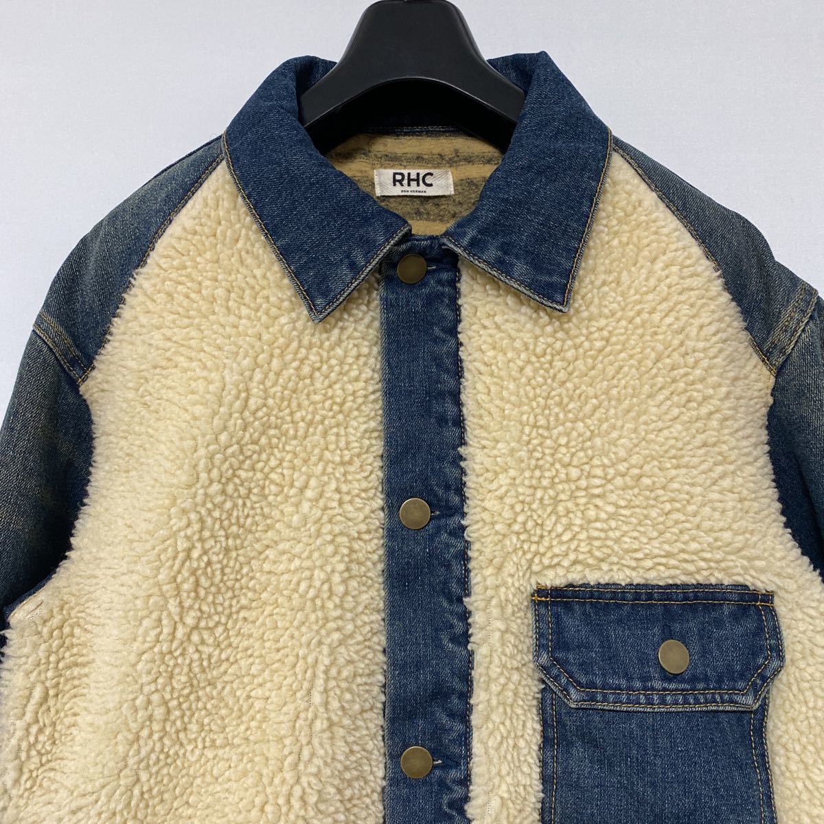 美品 希少 RHC インディゴ デニム ボア グリズリー ジャケット S 熊 美品 希少 RHC インディゴ デニム ボア グリズリー ジャケット S 熊