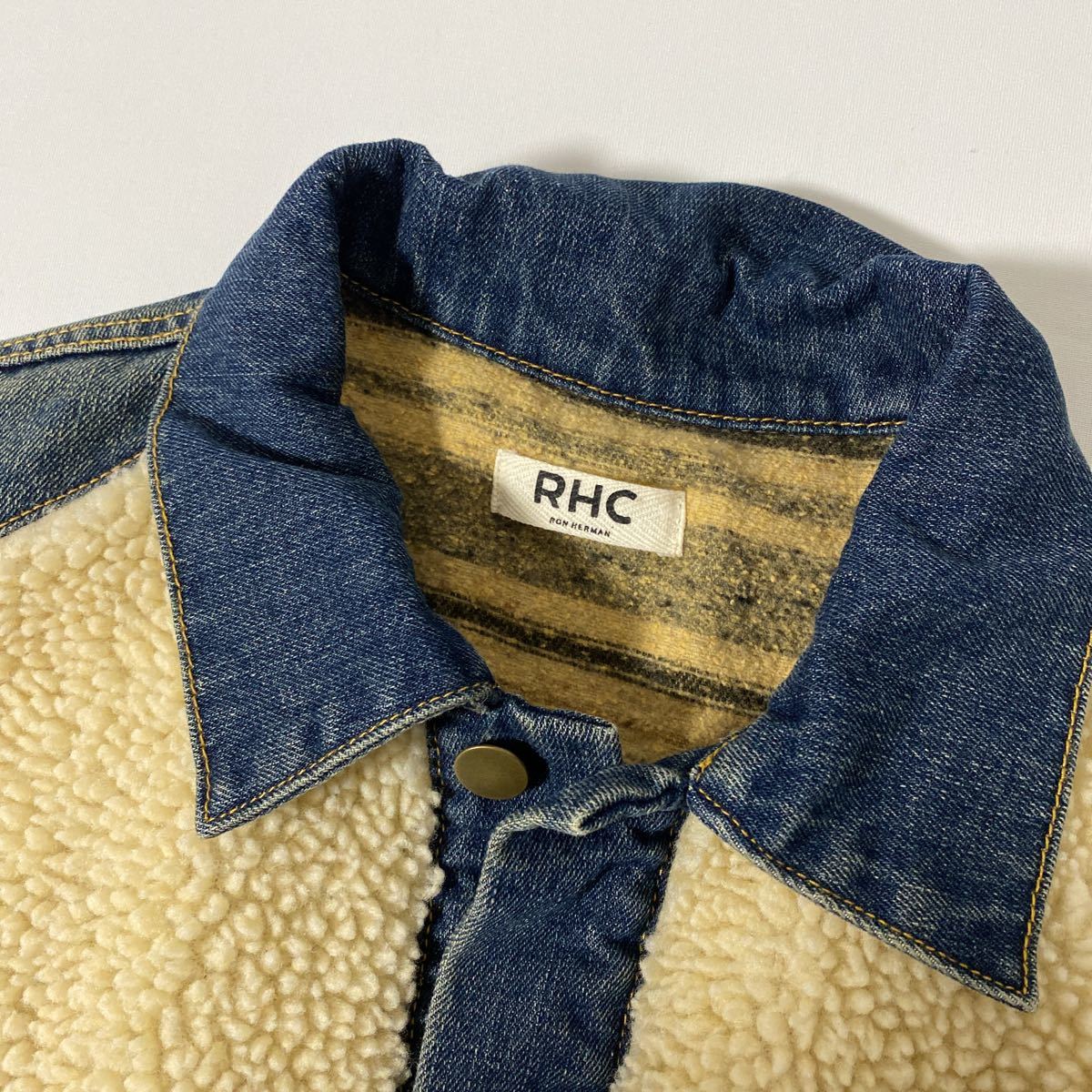 美品 希少 RHC インディゴ デニム ボア グリズリー ジャケット S 熊 