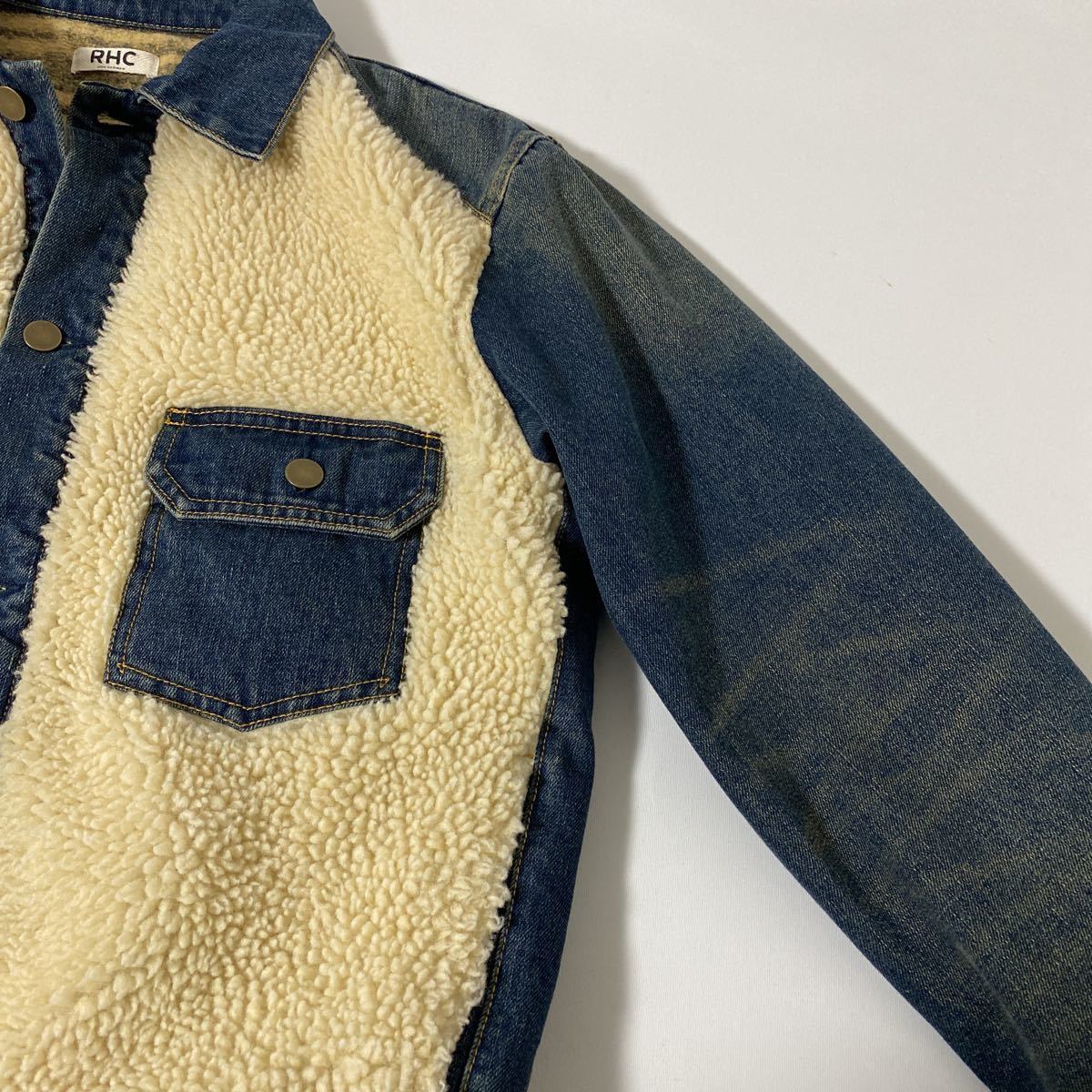 美品 希少 RHC インディゴ デニム ボア グリズリー ジャケット S 熊 