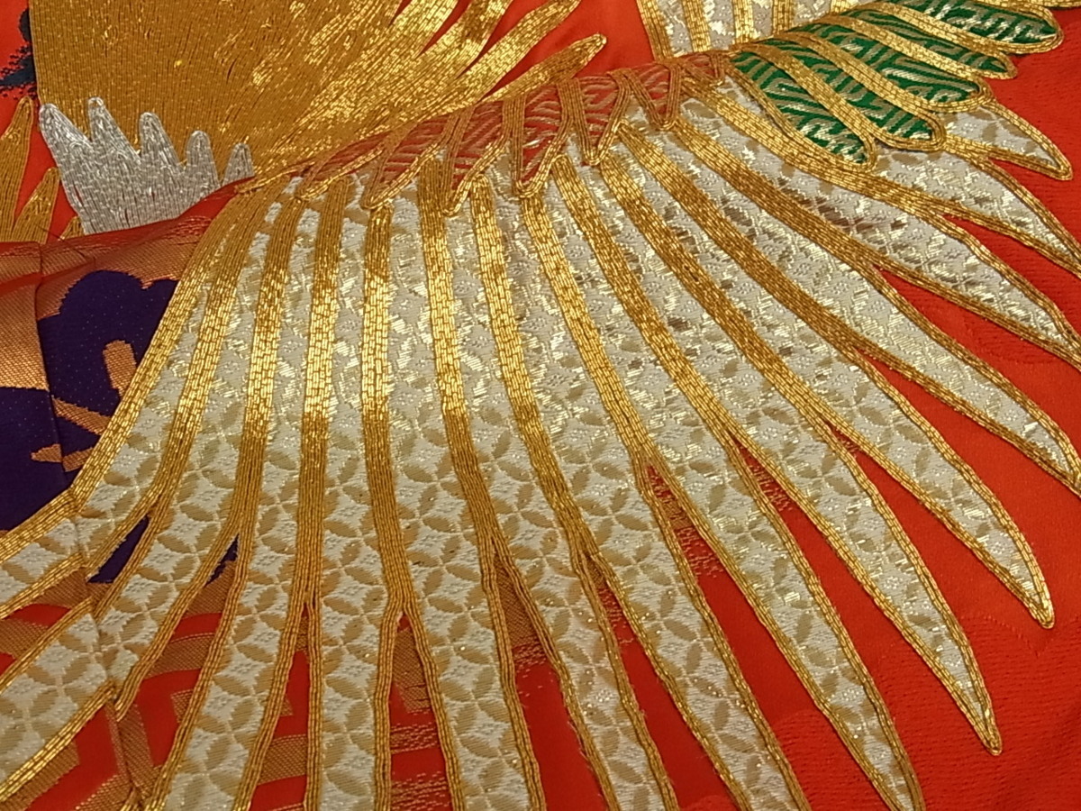 花美人着物□豪華色打掛 花嫁 婚礼 駒刺繍 蜀江花飛鶴