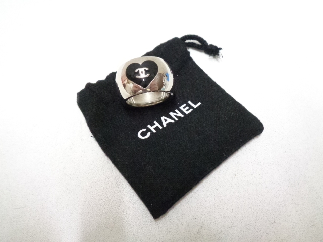 CHANEL シャネル リング ハート ココマーク B12V シルバー×ブラック