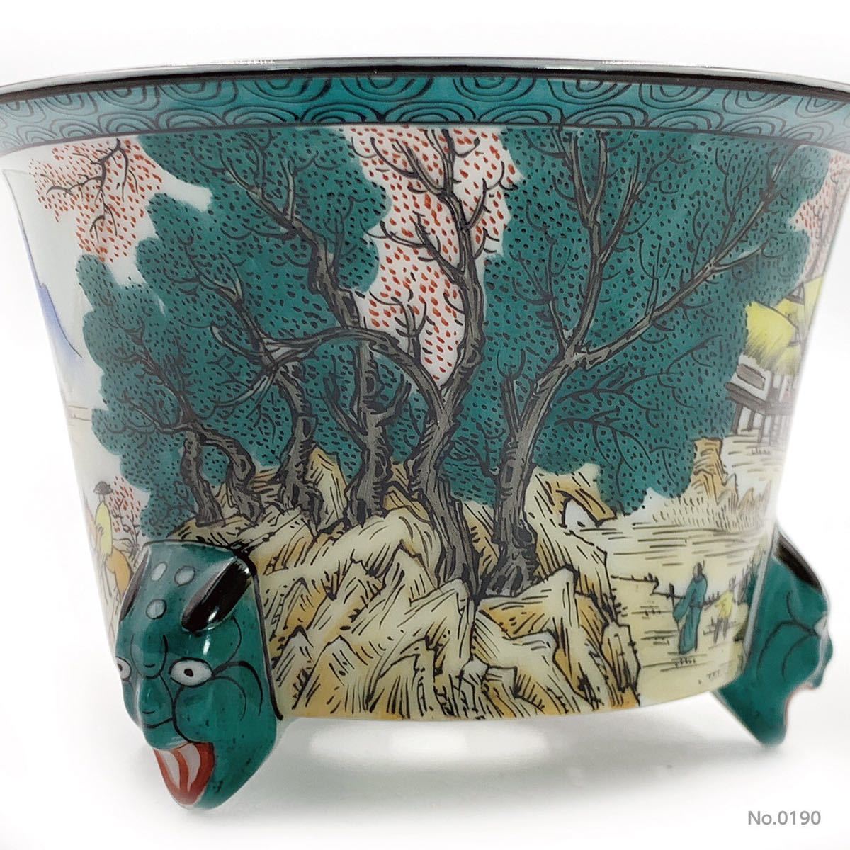 太歩外さん専用　盆栽鉢 谷樂方山 色絵美人図丸鉢 山野草鉢 和鉢 色絵鬼足山水図丸鉢 鉢/盆栽/谷樂方山/色絵鬼足山水図丸鉢(鉢)｜売買