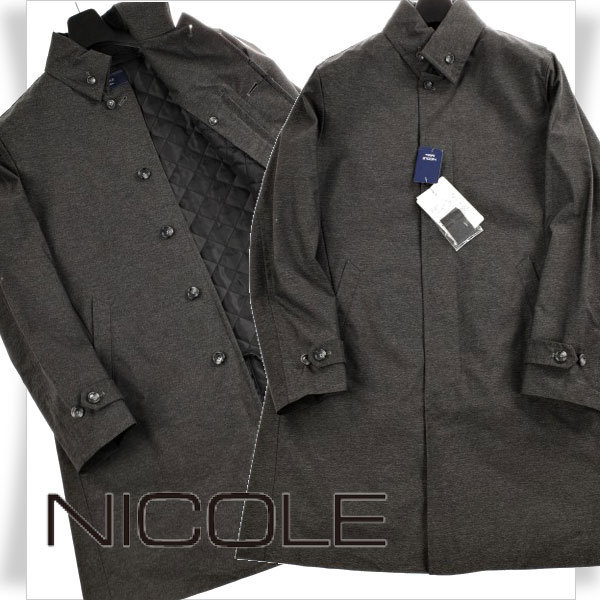新品1円～★ニコル セレクション NICOLE selection メンズ 中綿ライナー付ビジネスコート 50 LL グレー ボタンダウン 防寒 ◆6151◆