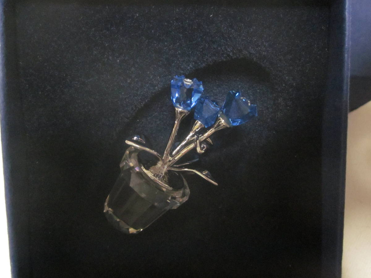 □【SWAROVSKI スワロフスキー】□【ブルー フラワー 花】□【置物