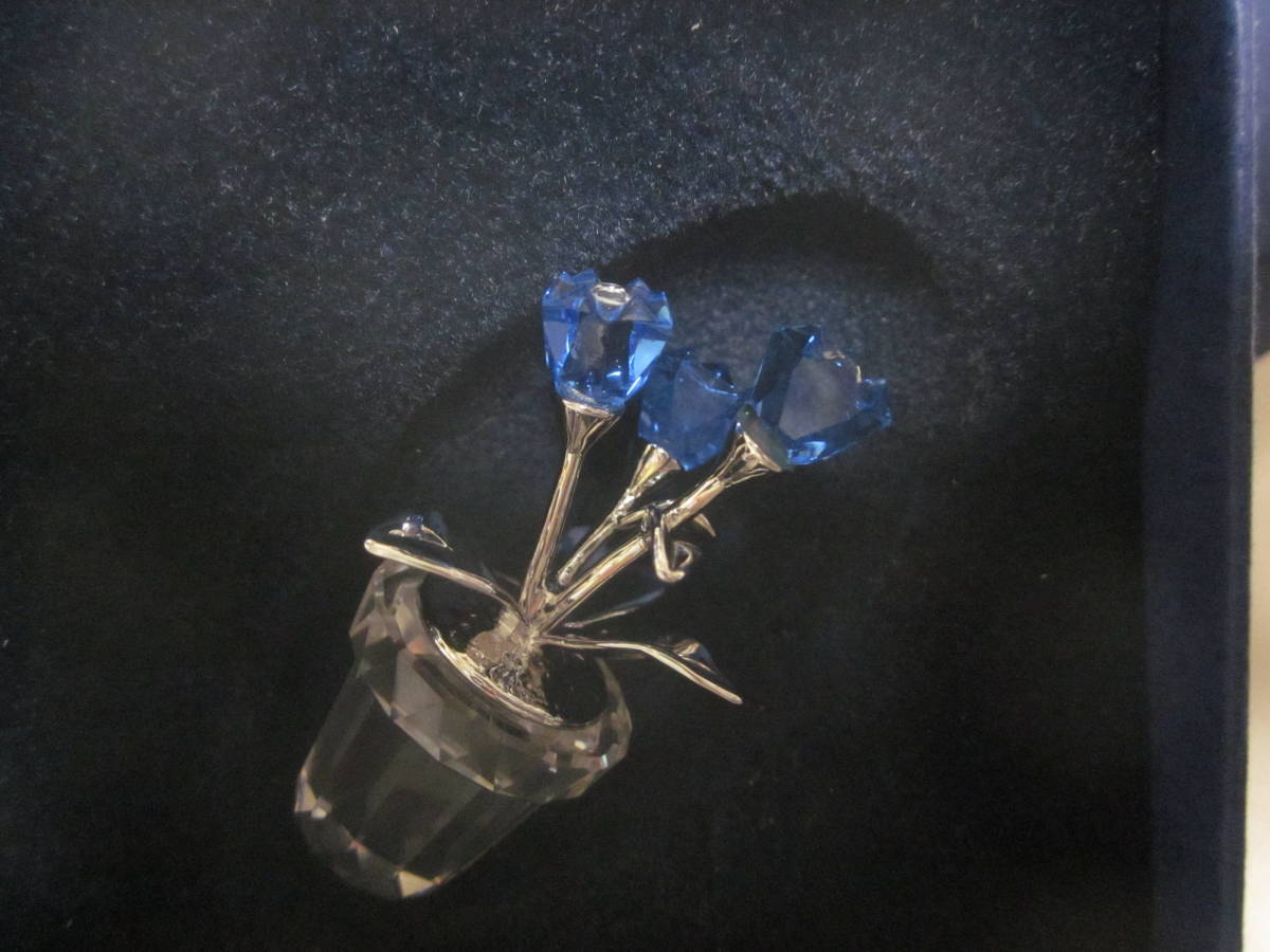 □【SWAROVSKI スワロフスキー】□【ブルー フラワー 花】□【置物