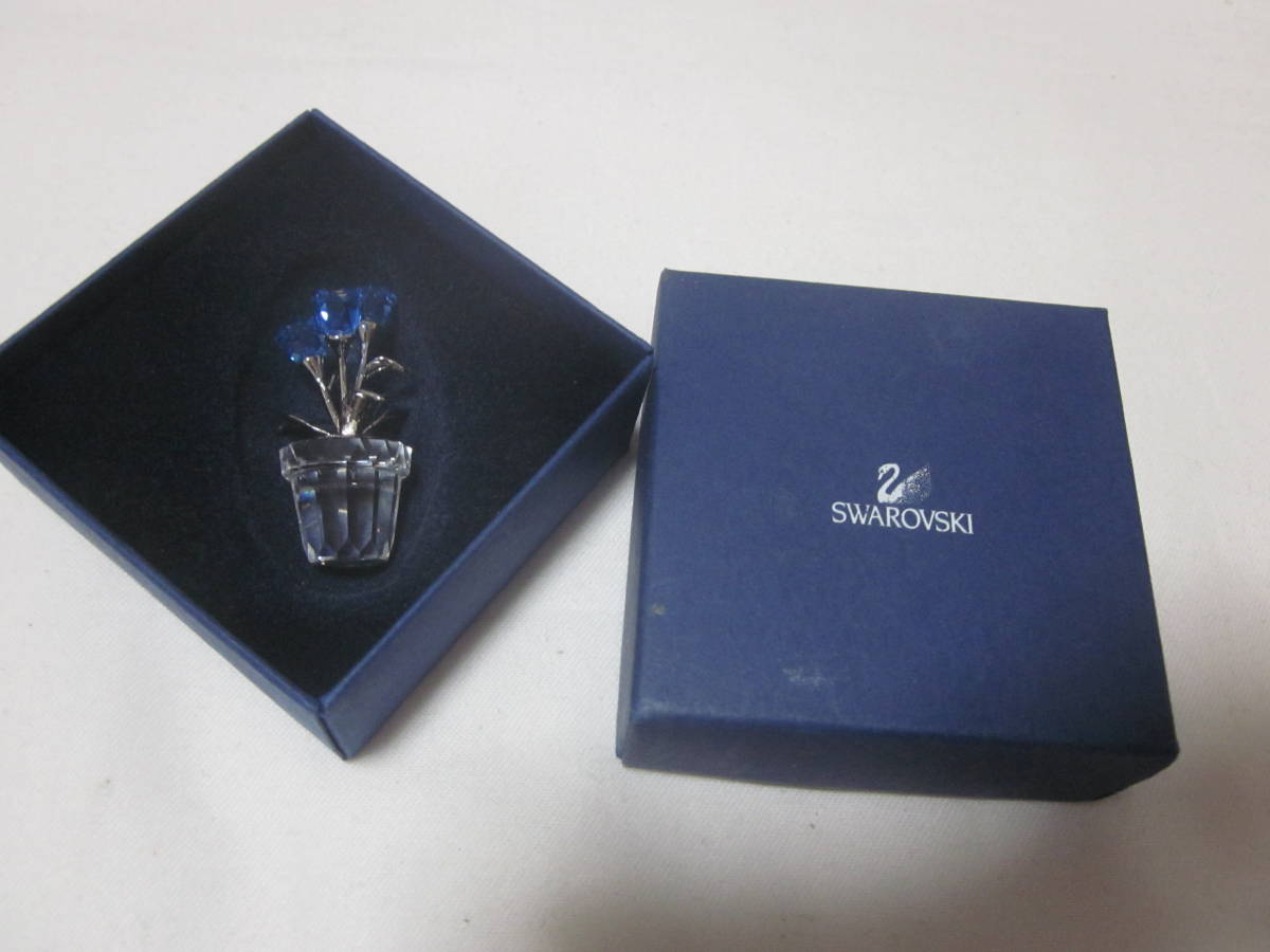 □【SWAROVSKI スワロフスキー】□【ブルー フラワー 花】□【置物