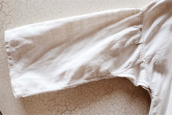 フランスアンティーク 1900年初頭　手縫手織　白い雲とリネンの春的ワンピース2　ハンドメイド　麻　チュニック　ナイトドレス　ビンテージ アンティーク ラスト フランスアンティーク フレンチ マキシ丈 ナイト