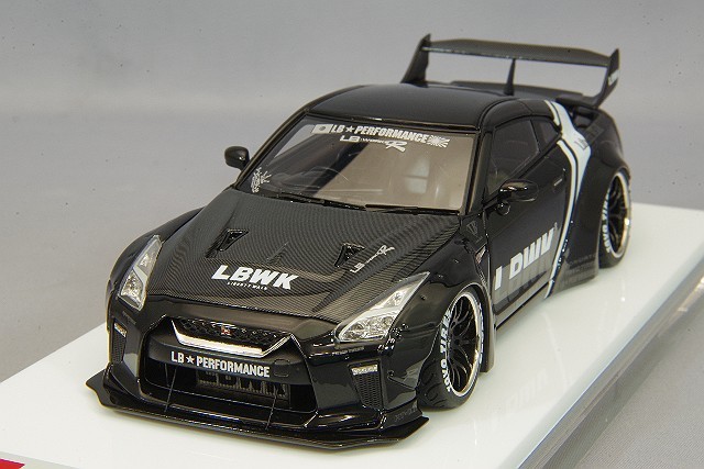メイクアップ アイドロン 1/43 LB-WORKS GT-R タイプ1.5 シルエットワークスウィング ブラック / ホワイト ストライプ LB015A