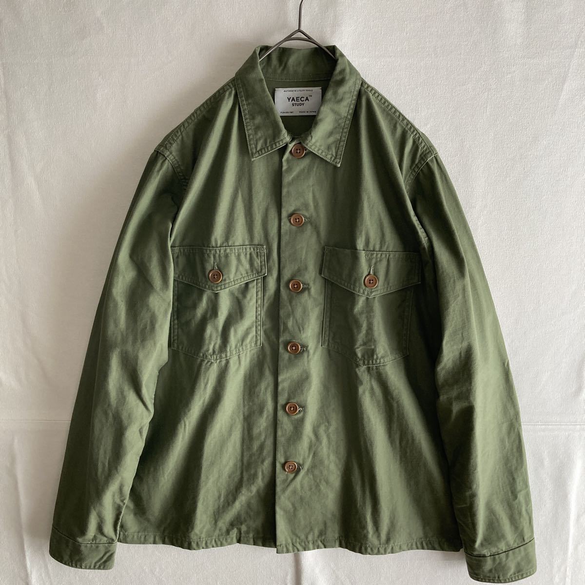 YAECA 日本製 ヤエカ ミリタリー シャツ ジャケット コットン オリーブ