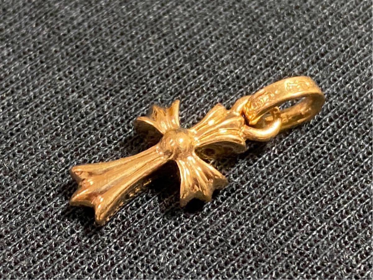 美品 CHROME HEARTS クロムハーツ 22k ベビー ファット クロス ブルー 