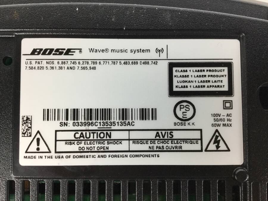 BOSE Wave music system CD付きラジオ 電源コード/取扱説明書/リモコン